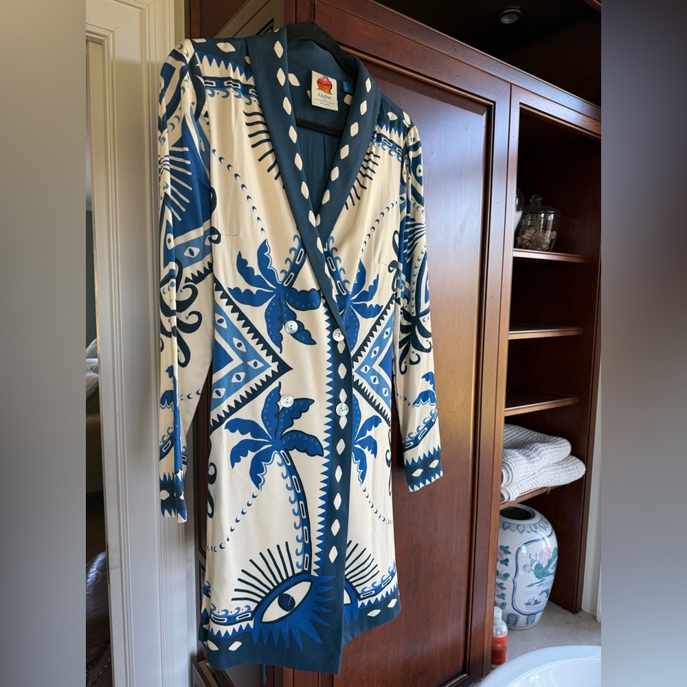 Farm Blue and White Eye Patterned Dress